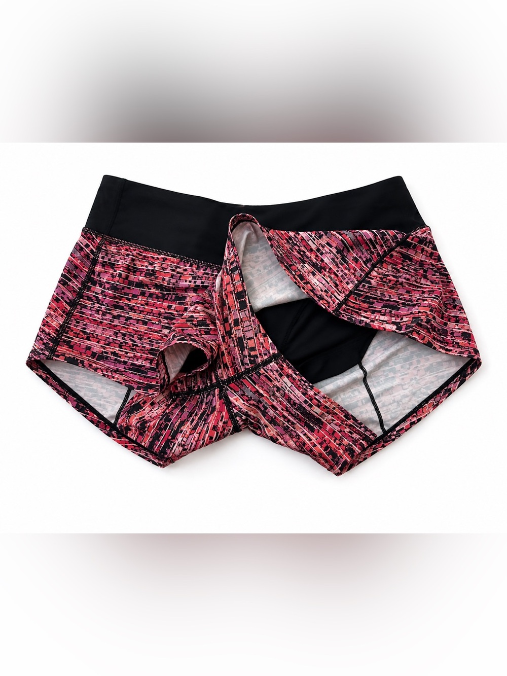 Lululemon Speed Up Shorts Pink Red Black Print Size 8 Reg Running - Picture 3 of 6